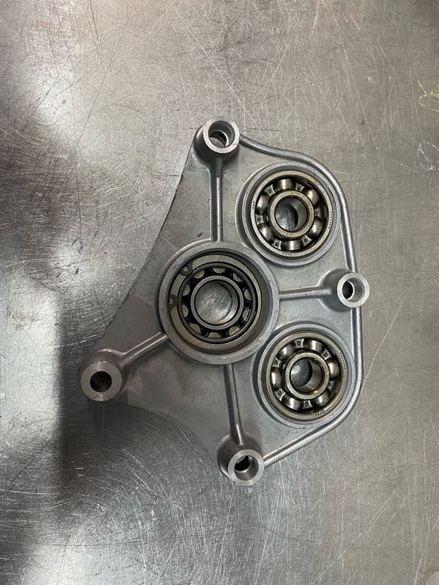 Timing gear support plate for square case engine